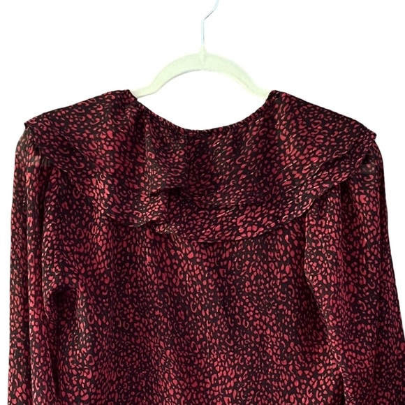ZARA Ruffle Red Animal Print Sheer Blouse – Sze S - Picture 8 of 14